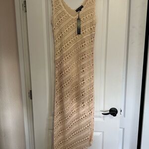 Central Park West Beige Crochet Maxi Dress - Size S